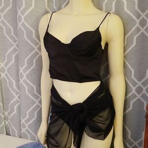 [F21] Black Bustier Corset Top Large